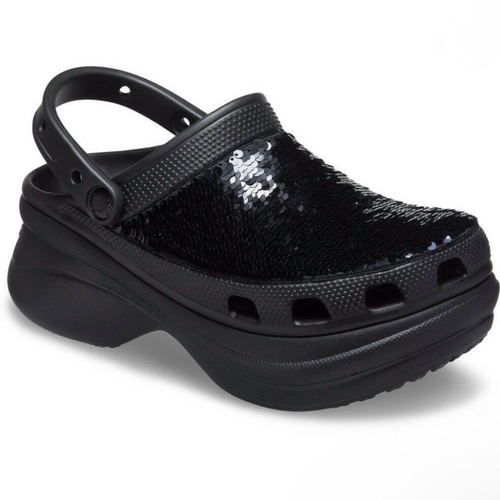 Crocs Classic Bae Sequin Platform Clogs – Women’s Size 7 – Black – NEW